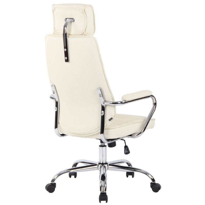 Silla de oficina Rako en piel auténtica color crema