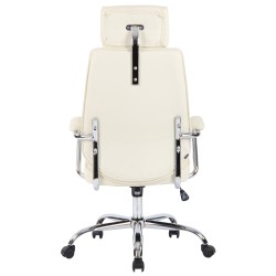 Silla de oficina Rako en piel auténtica color crema