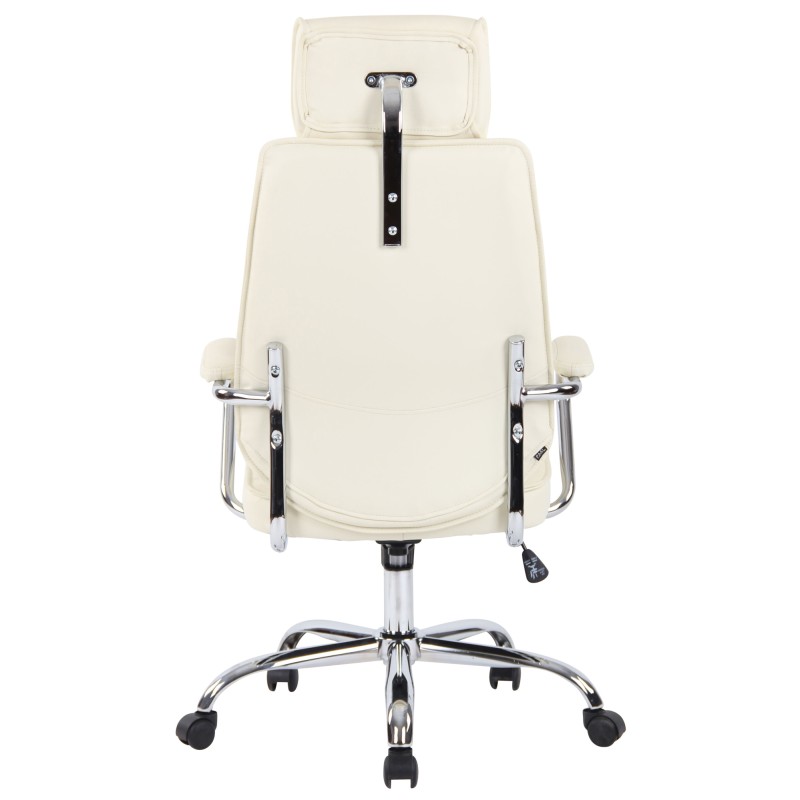Silla de oficina Rako en piel auténtica color crema