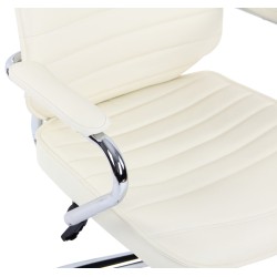Silla de oficina Rako en piel auténtica color crema