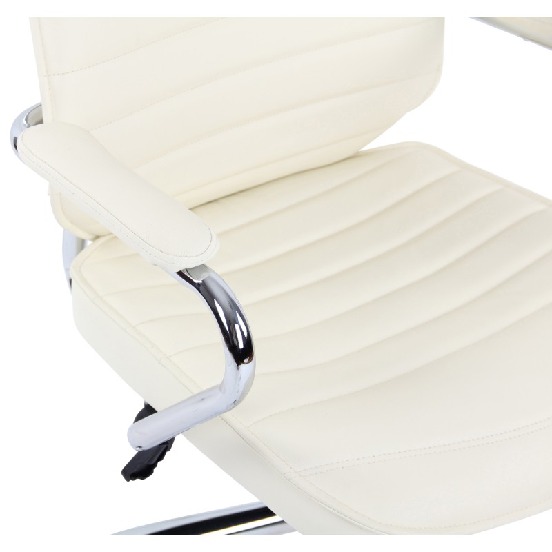 Silla de oficina Rako en piel auténtica color crema