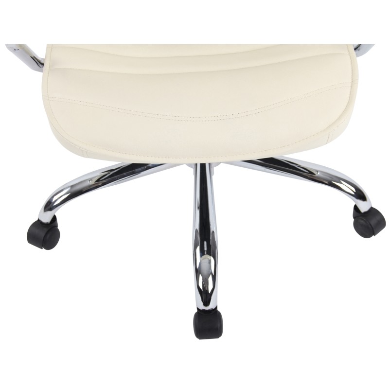 Silla de oficina Rako en piel auténtica color crema