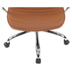 Silla de oficina Rako, piel auténtica, marrón claro