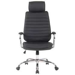 Silla de oficina Rako en piel auténtica negra