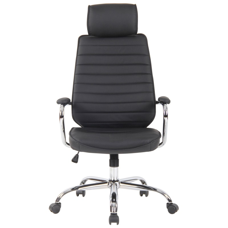 Silla de oficina Rako en piel auténtica negra