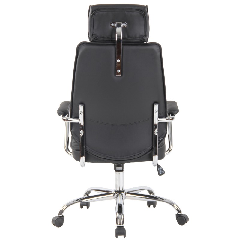 Silla de oficina Rako en piel auténtica negra