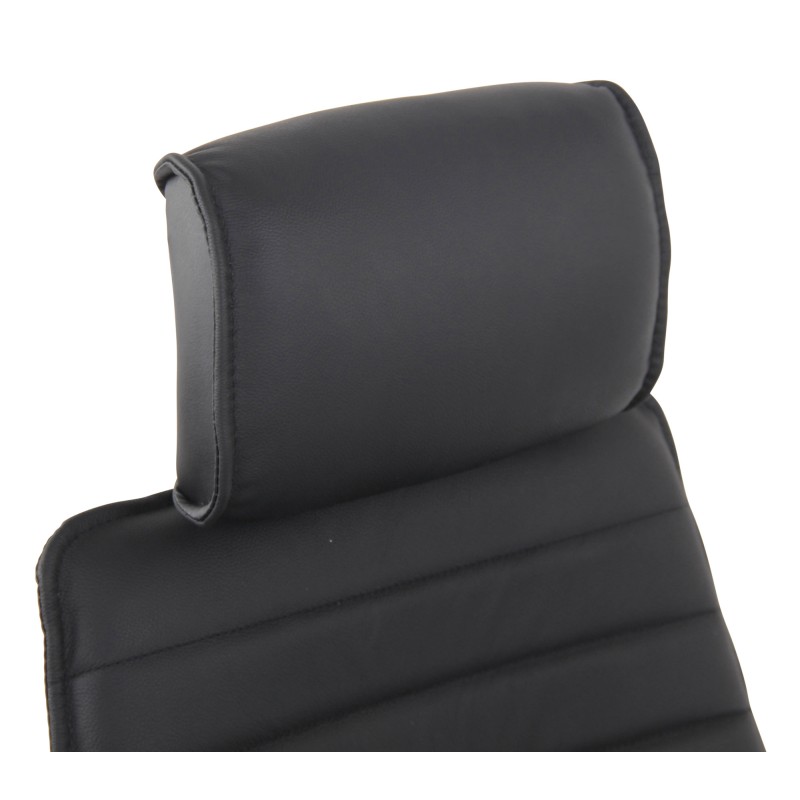 Silla de oficina Rako en piel auténtica negra