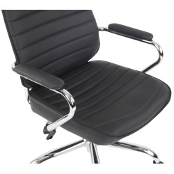 Silla de oficina Rako en piel auténtica negra