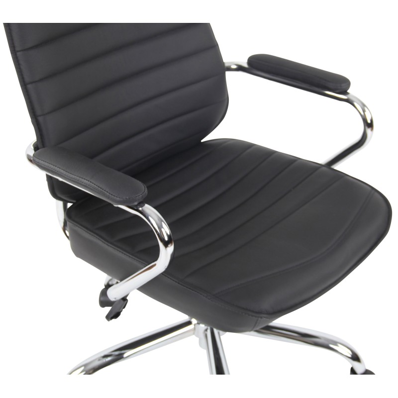 Silla de oficina Rako en piel auténtica negra