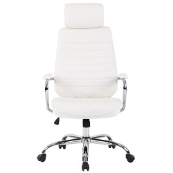 Silla de oficina Rako en piel auténtica blanca
