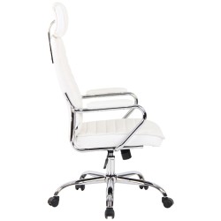 Silla de oficina Rako en piel auténtica blanca