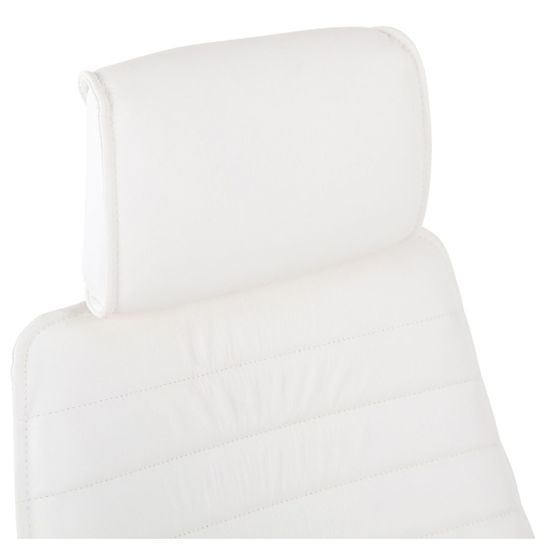 Silla de oficina Rako en piel auténtica blanca