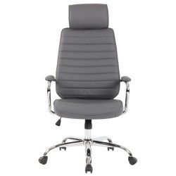 Silla de oficina Rako en cuero genuino gris