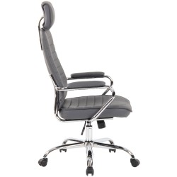 Silla de oficina Rako en cuero genuino gris