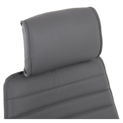 Silla de oficina Rako en cuero genuino gris