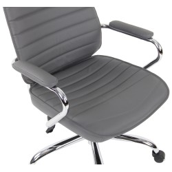 Silla de oficina Rako en cuero genuino gris