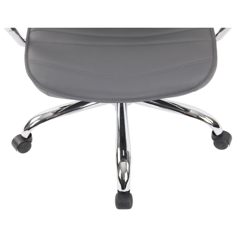 Silla de oficina Rako en cuero genuino gris