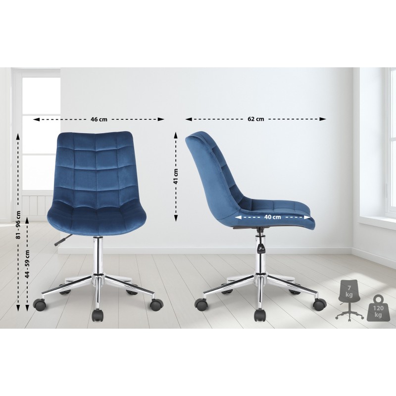 Silla de oficina Medford de terciopelo azul