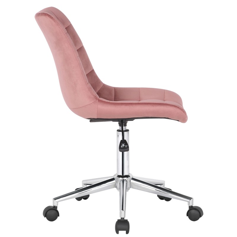 Silla de oficina Medford de terciopelo rosa