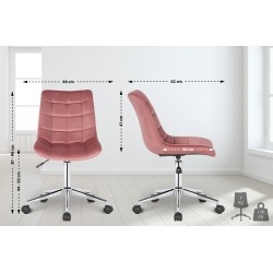 Silla de oficina Medford de terciopelo rosa