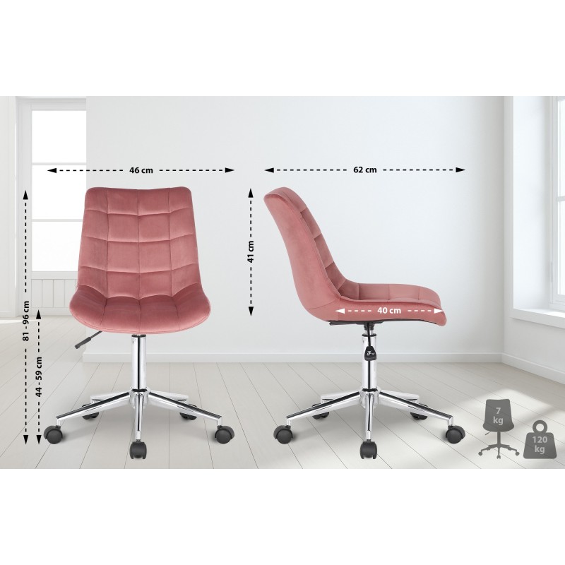 Silla de oficina Medford de terciopelo rosa