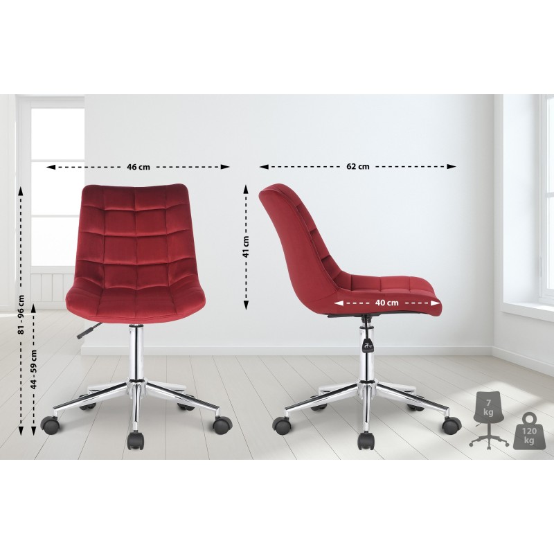 Silla de oficina Medford de terciopelo rojo