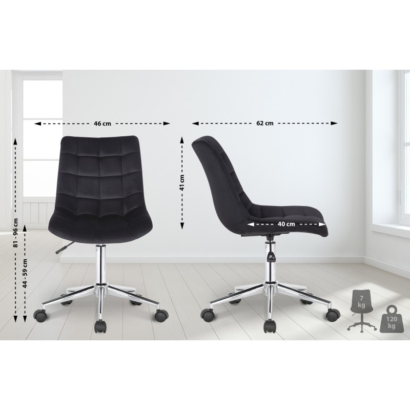 Silla de oficina Medford de terciopelo negro