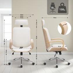 Silla de oficina Dayton natural/blanca
