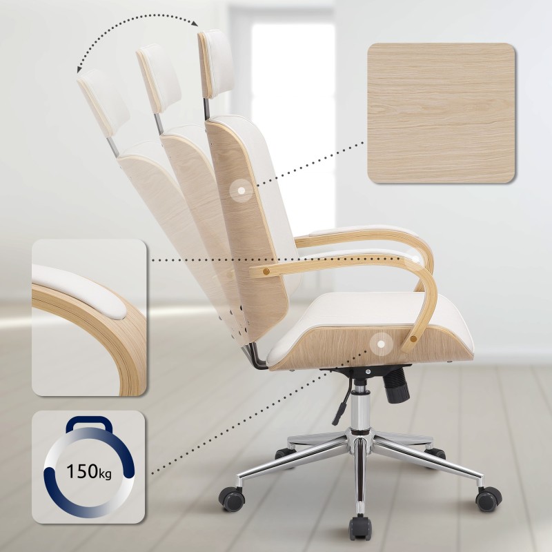 Silla de oficina Dayton natural/blanca