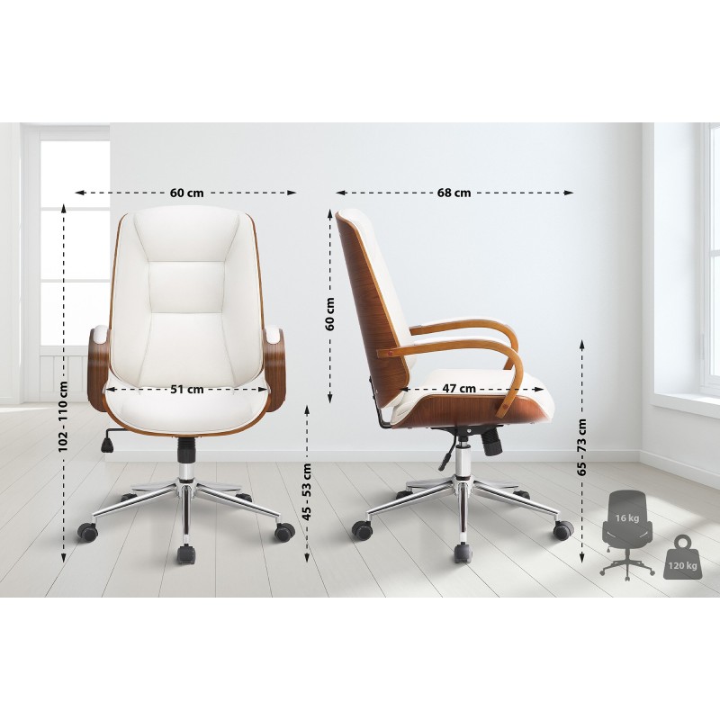 Silla de oficina Yankton nogal/blanco