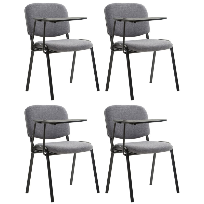 Conjunto de 4 sillas Ken con mesa plegable, tela gris