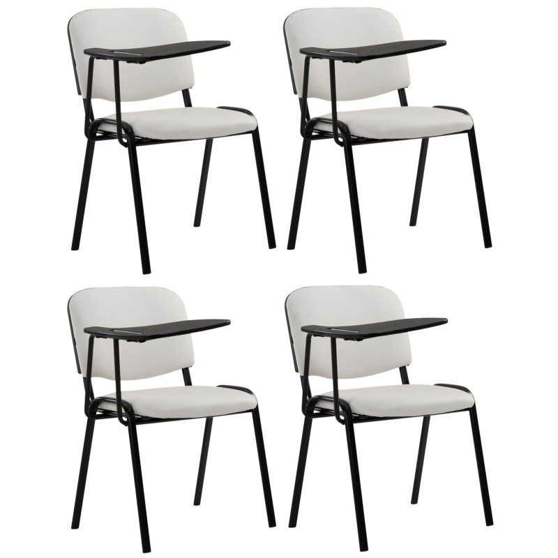 Conjunto de 4 sillas Ken con mesa plegable, piel sintética blanca