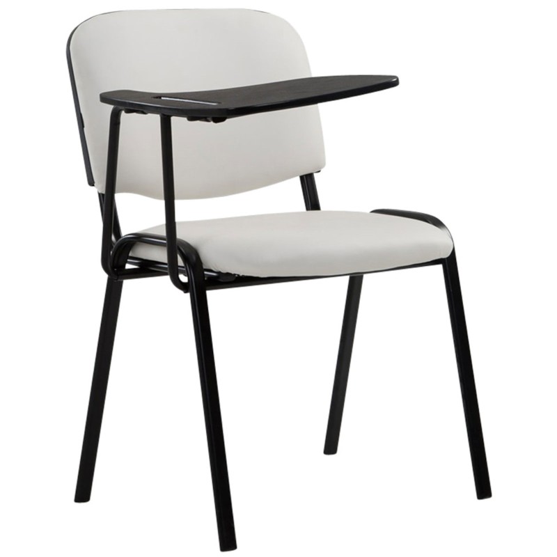 Conjunto de 4 sillas Ken con mesa plegable, piel sintética blanca