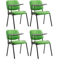 Conjunto de 4 sillas Ken con mesa plegable, piel sintética verde