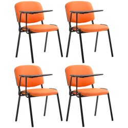 Juego de 4 sillas Ken con mesa plegable, piel sintética color naranja