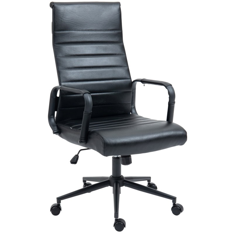 Silla de oficina Columbus en piel auténtica color negro/negro