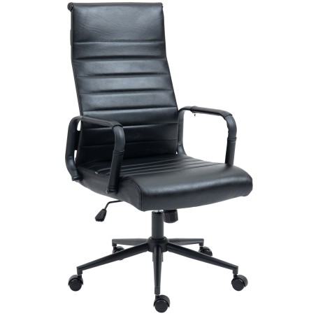 Silla de oficina Columbus en piel auténtica color negro/negro