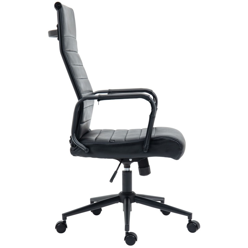 Silla de oficina Columbus en piel auténtica color negro/negro