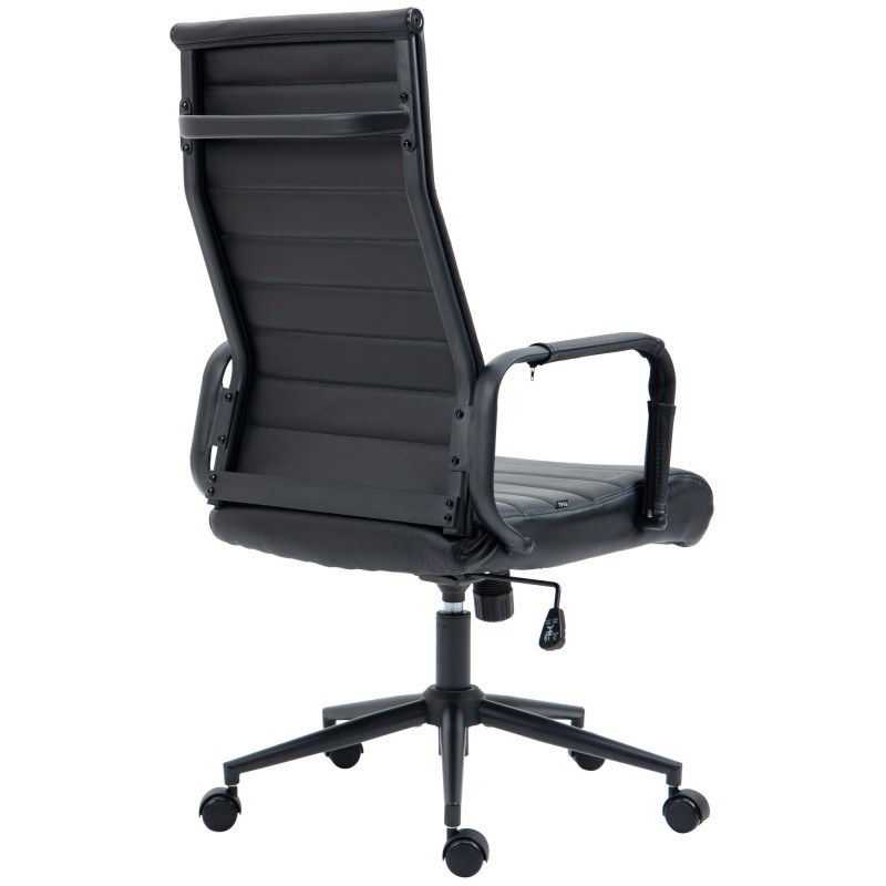 Silla de oficina Columbus en piel auténtica color negro/negro