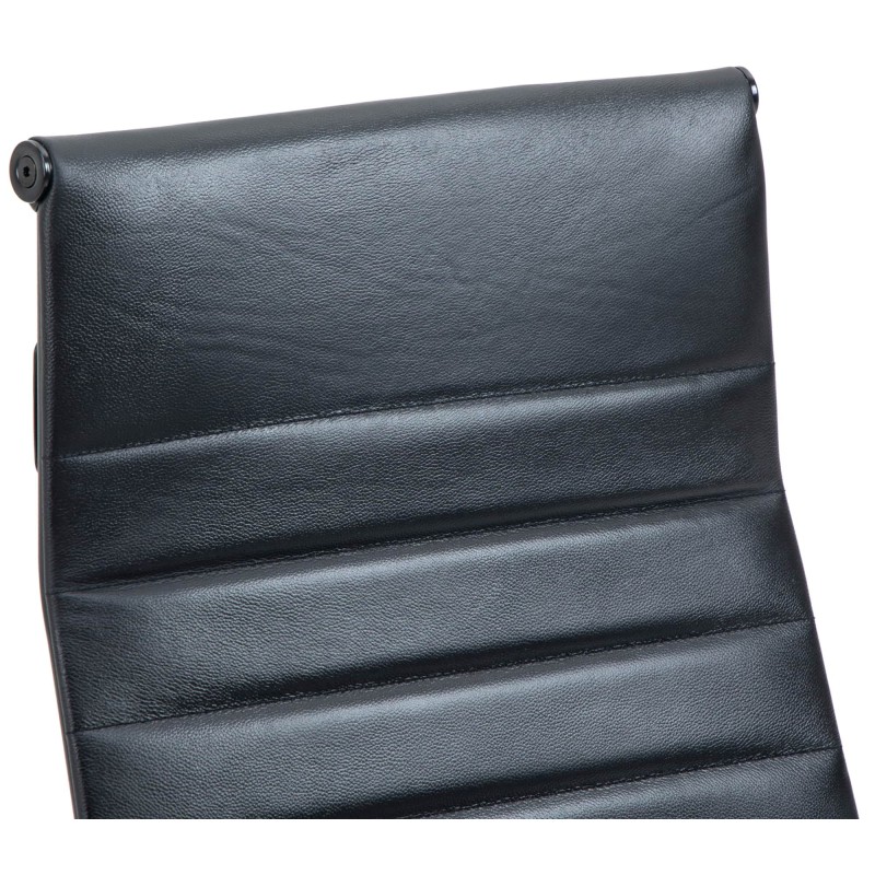 Silla de oficina Columbus en piel auténtica color negro/negro