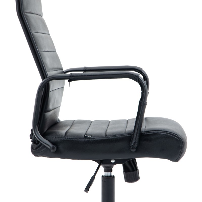 Silla de oficina Columbus en piel auténtica color negro/negro