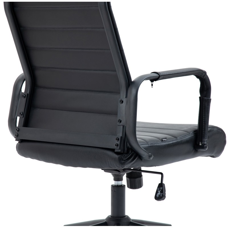 Silla de oficina Columbus en piel auténtica color negro/negro