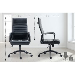 Silla de oficina Columbus en piel auténtica color negro/negro