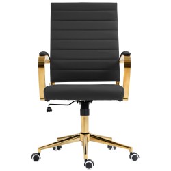 Silla de oficina Havanna, piel sintética negra