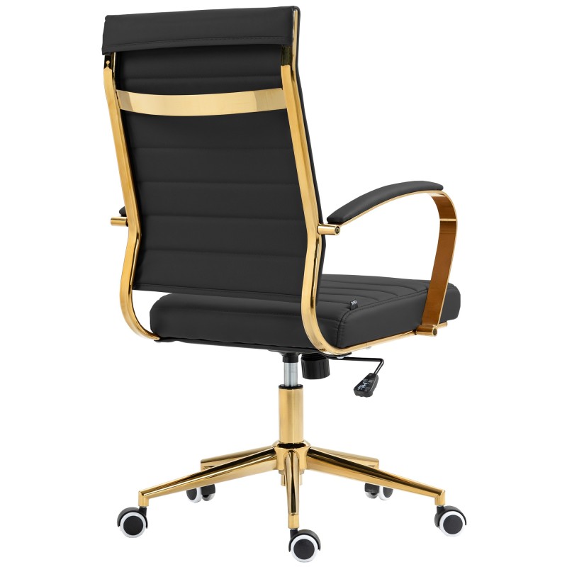 Silla de oficina Havanna, piel sintética negra