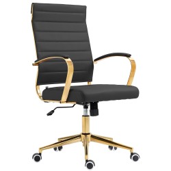 Silla de oficina Havanna, piel sintética negra