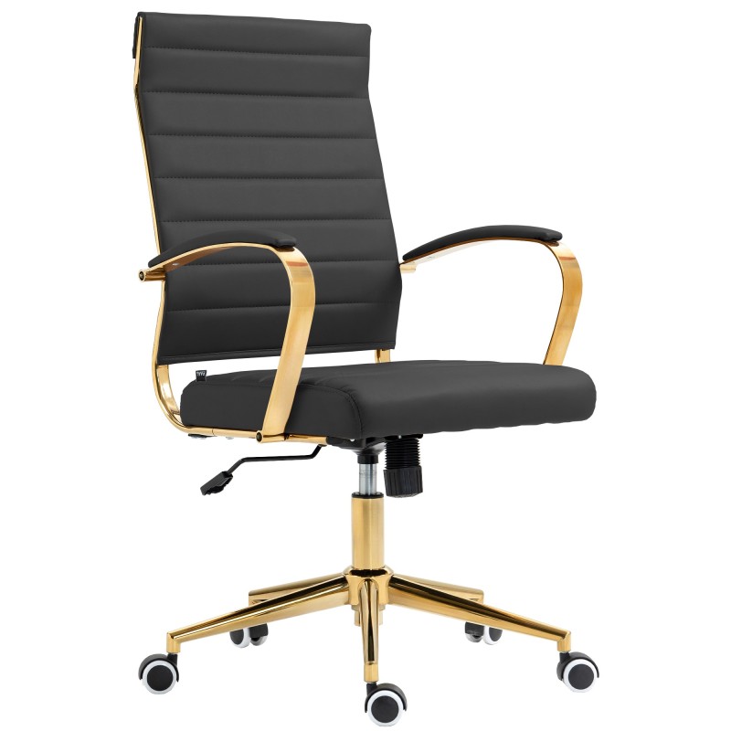 Silla de oficina Havanna, piel sintética negra