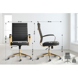 Silla de oficina Havanna, piel sintética negra