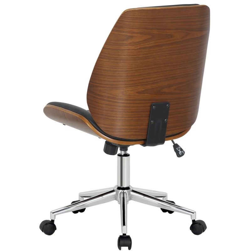 Silla de oficina Mitch cromada en nogal/negro