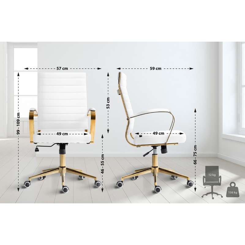 Sillón de oficina Havanna, piel sintética blanca